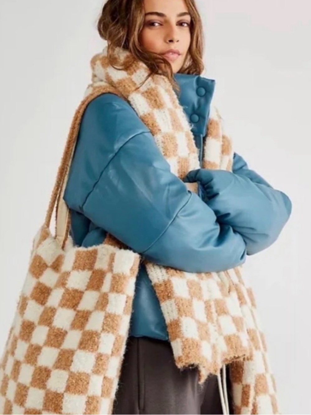 New Free people checkered bag and tote set